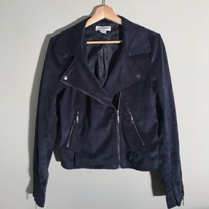 Urban Outfitters navy suede moto jacket